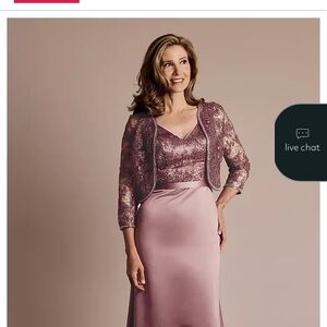 Oleg Cassini Mauve Lace and Satin Dress